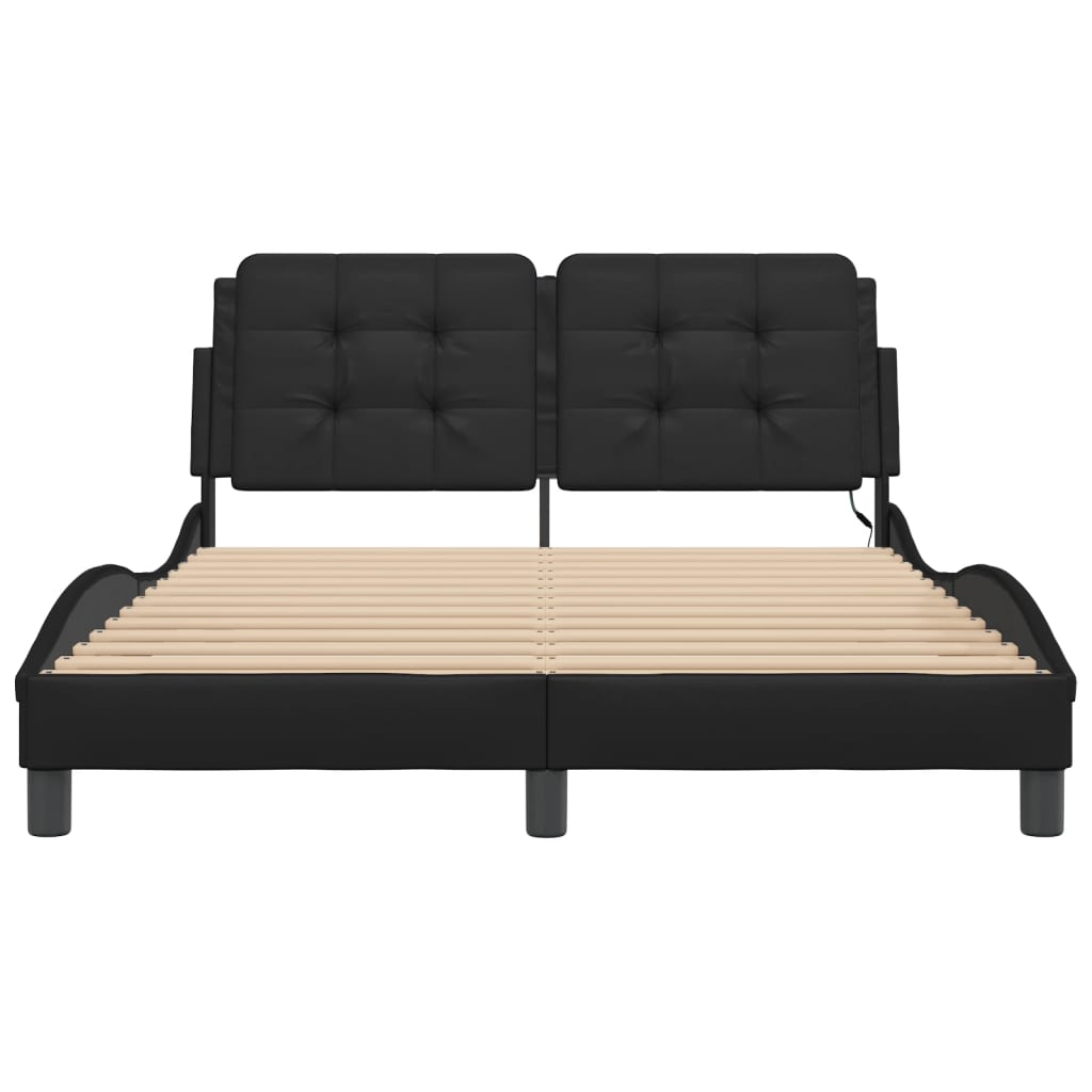 Bettgestell mit LED ohne Matratze "Zadar" Schwarz 140x190 cm