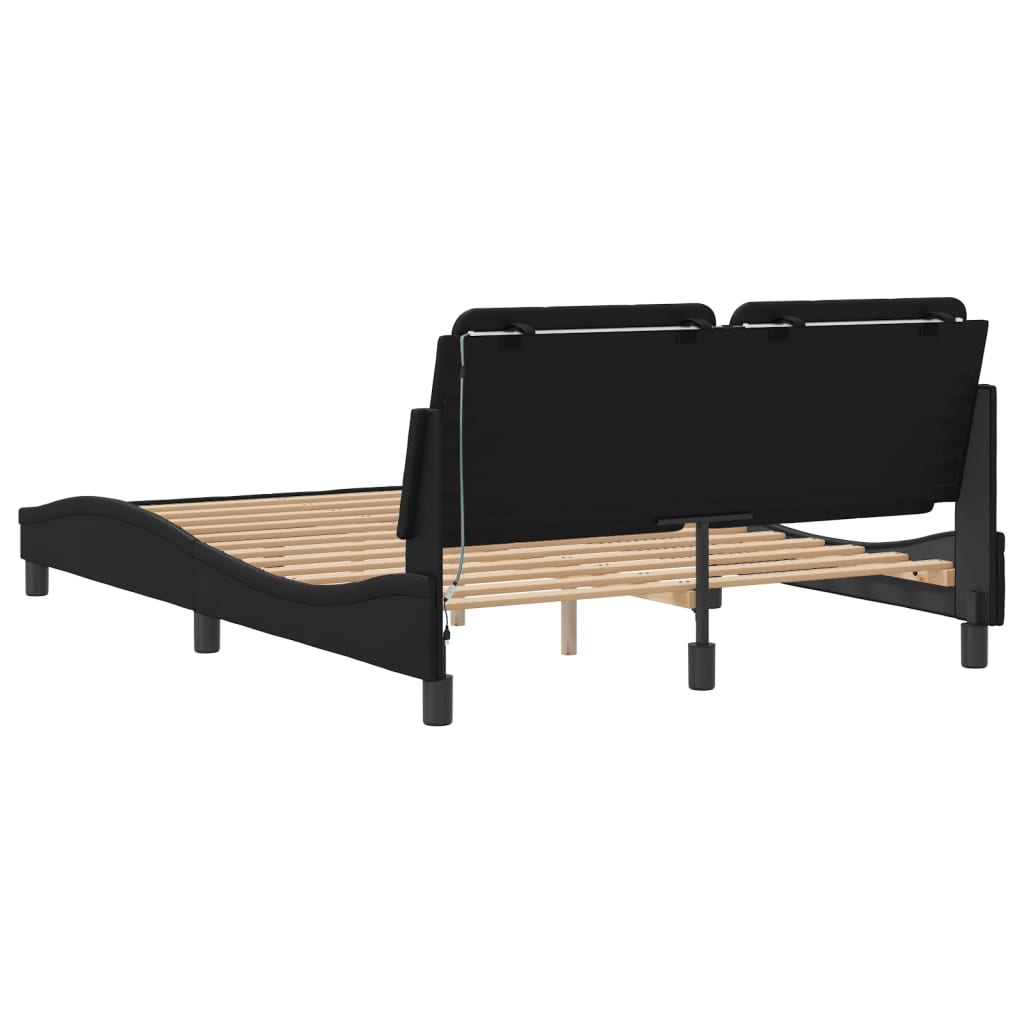 Bettgestell mit LED ohne Matratze "Zadar" Schwarz 140x190 cm