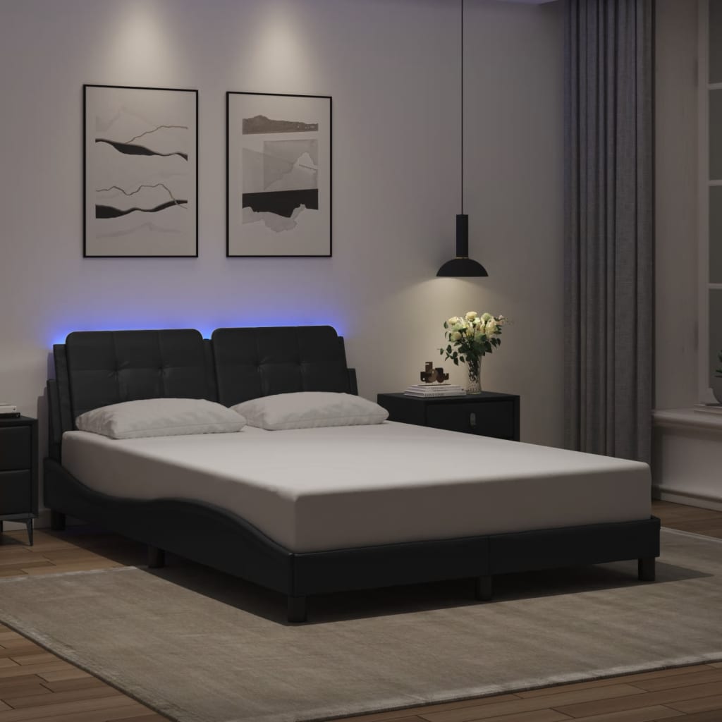 Bettgestell mit LED ohne Matratze "Zadar" Schwarz 140x190 cm