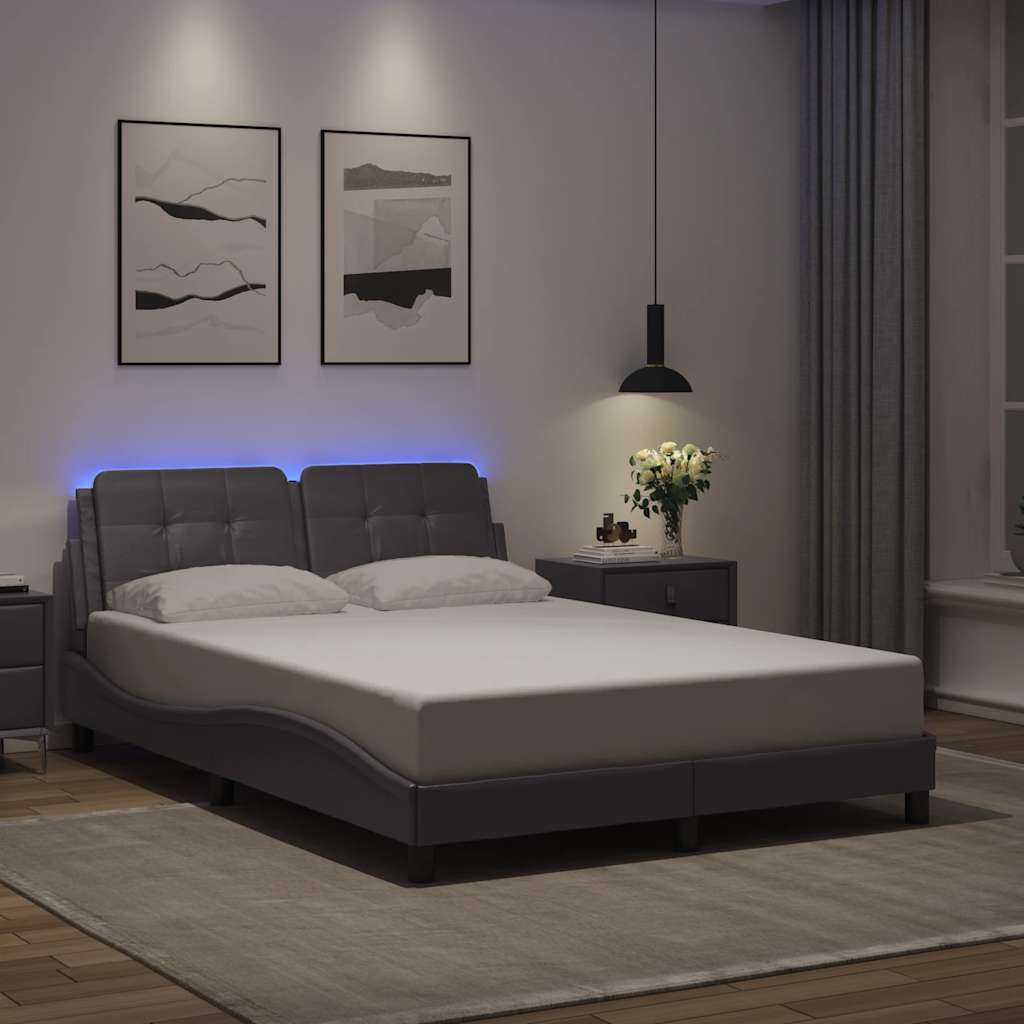 Bettgestell mit LED ohne Matratze "Zadar" Grau 140x200 cm