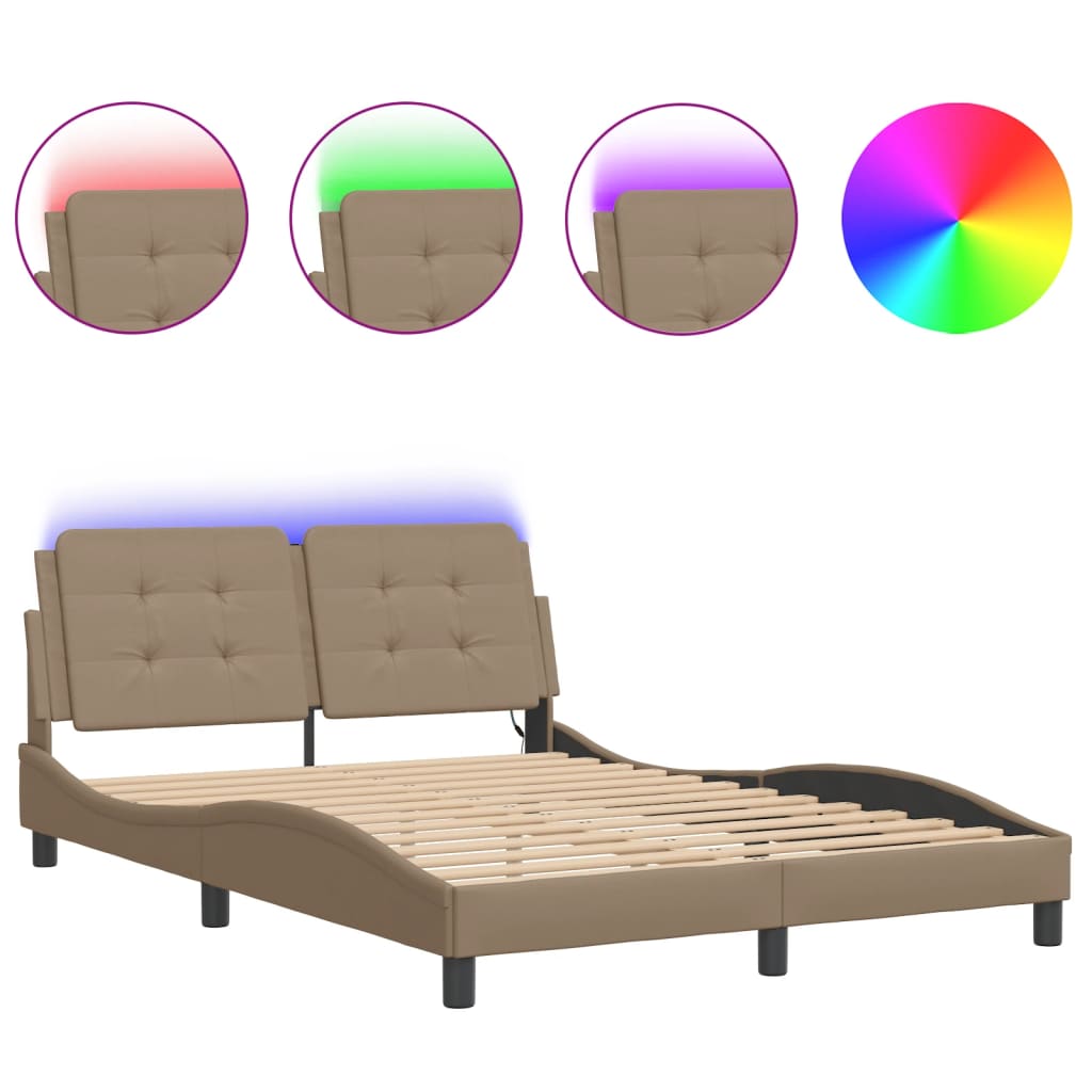 Bettgestell mit LED ohne Matratze Zadar Cappuccino 140x200cm