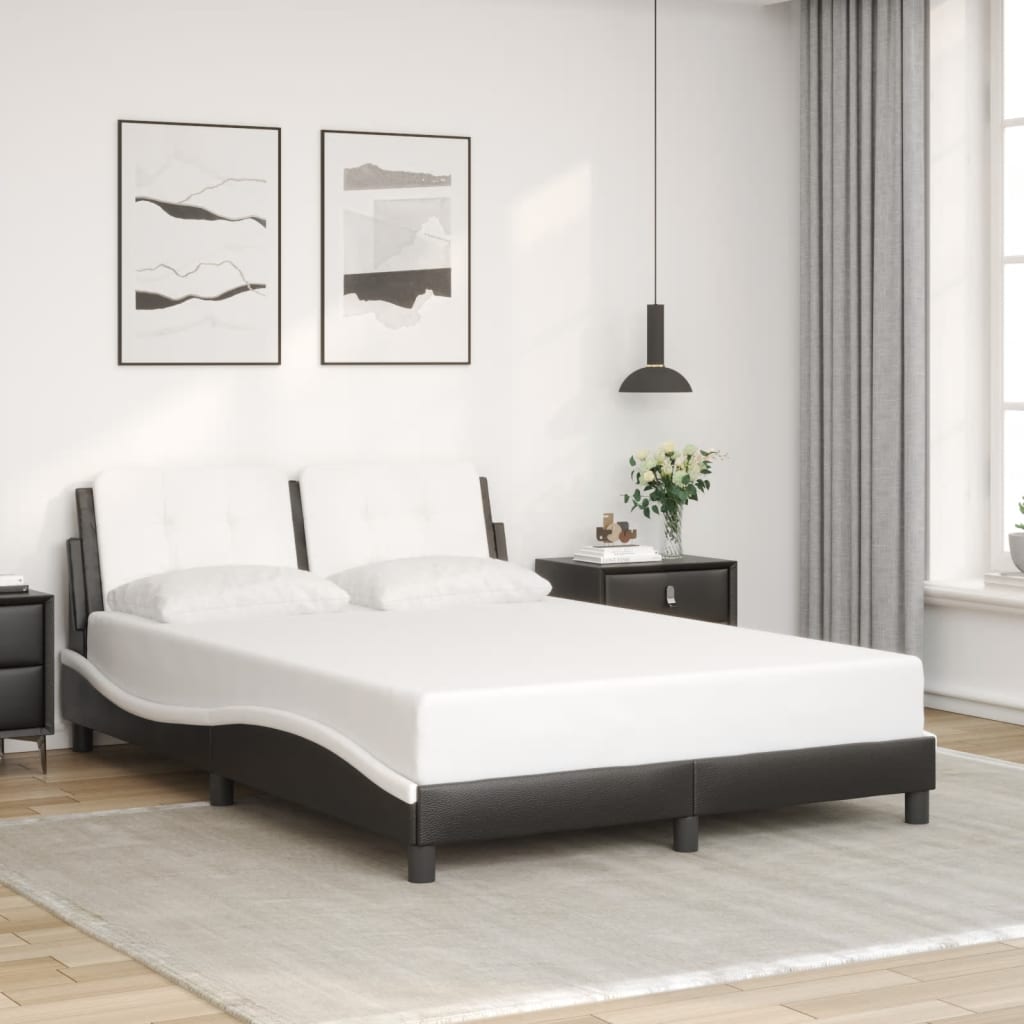 Bettgestell mit LED ohne Matratze Zadar Schwarz&Weiß 140x200cm
