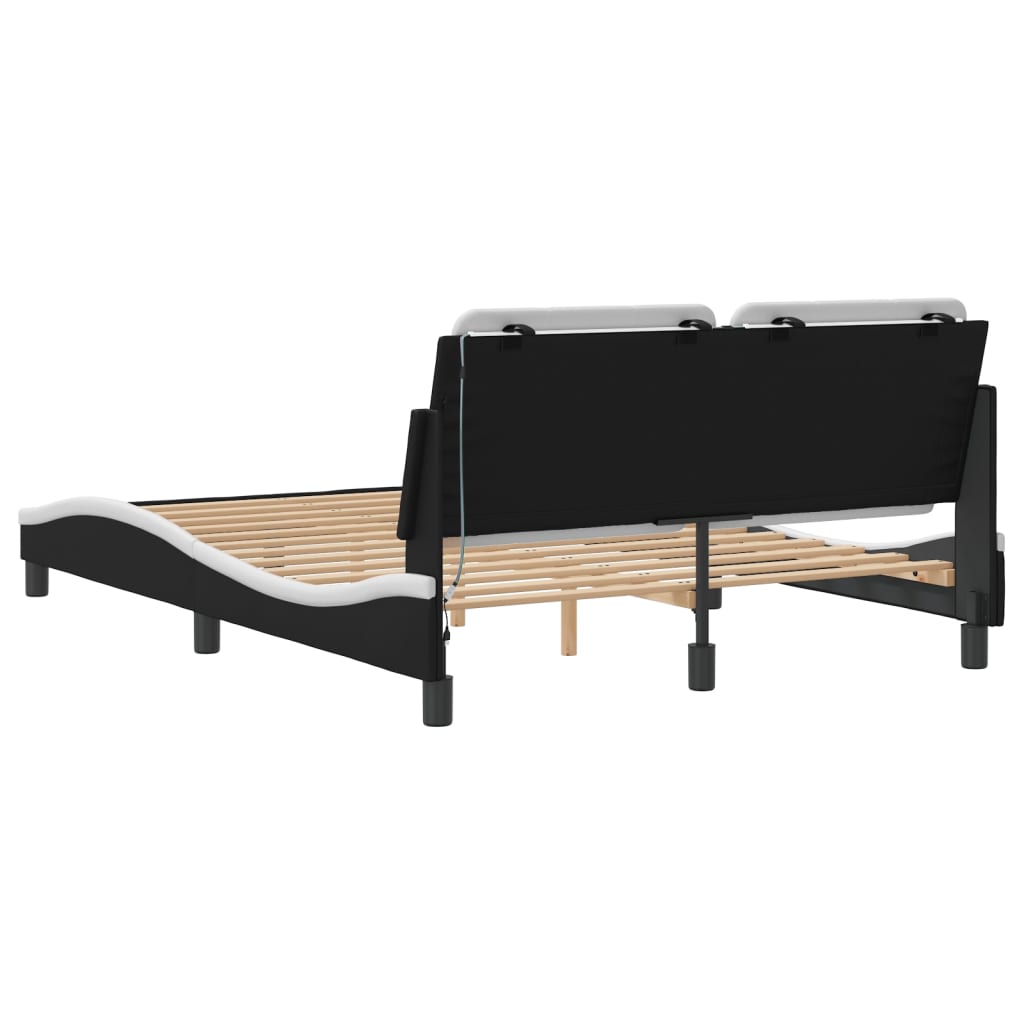 Bettgestell mit LED ohne Matratze Zadar Schwarz&Weiß 140x200cm