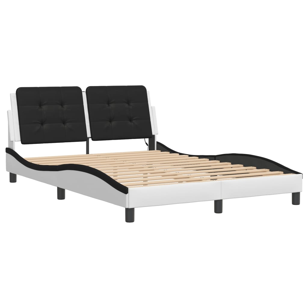 Bettgestell mit LED ohne Matratze Zadar Weiß&Schwarz 140x200cm