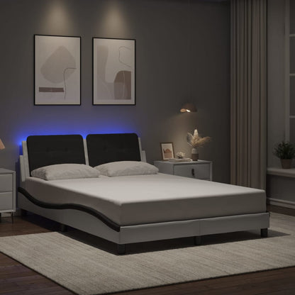 Bettgestell mit LED ohne Matratze Zadar Weiß&Schwarz 140x200cm