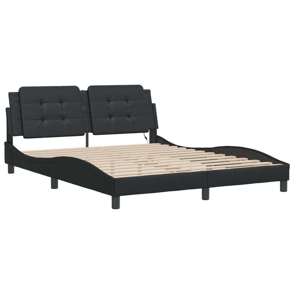 Cadre de lit avec LED sans matelas "Zadar" Noir 160x200 cm simili cuir