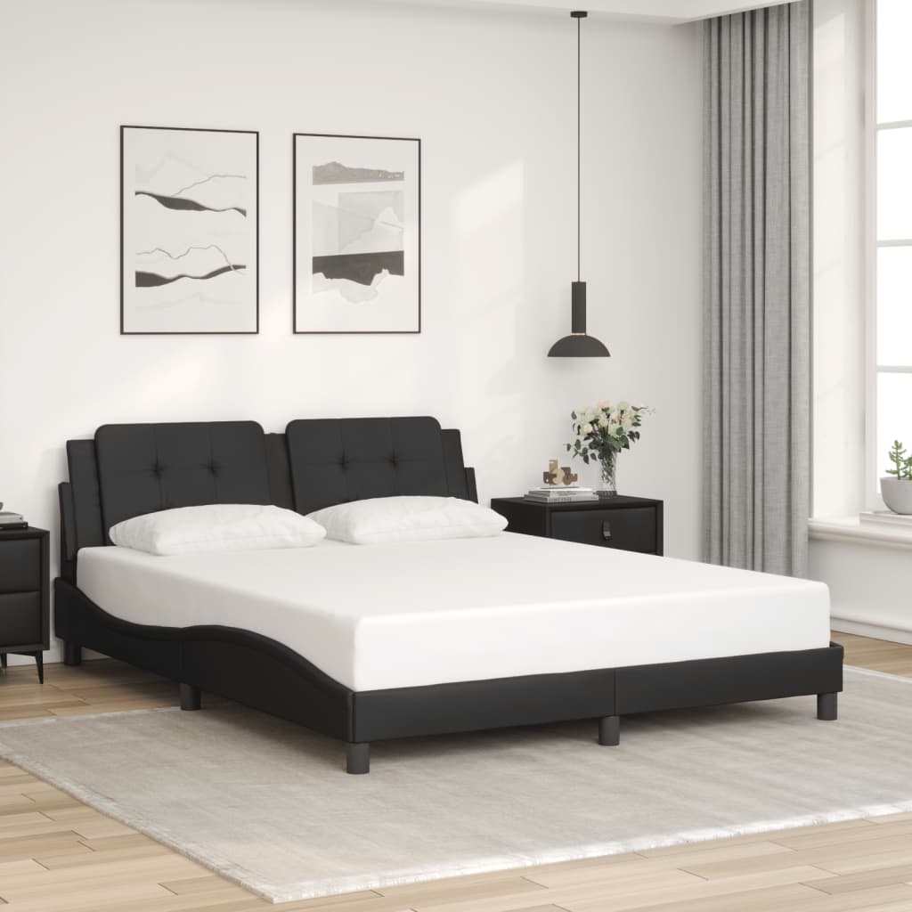 Cadre de lit avec LED sans matelas "Zadar" Noir 160x200 cm simili cuir