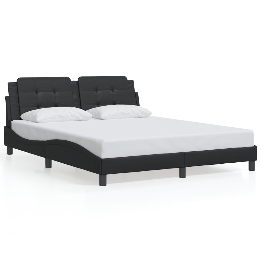 Cadre de lit avec LED sans matelas "Zadar" Noir 160x200 cm simili cuir