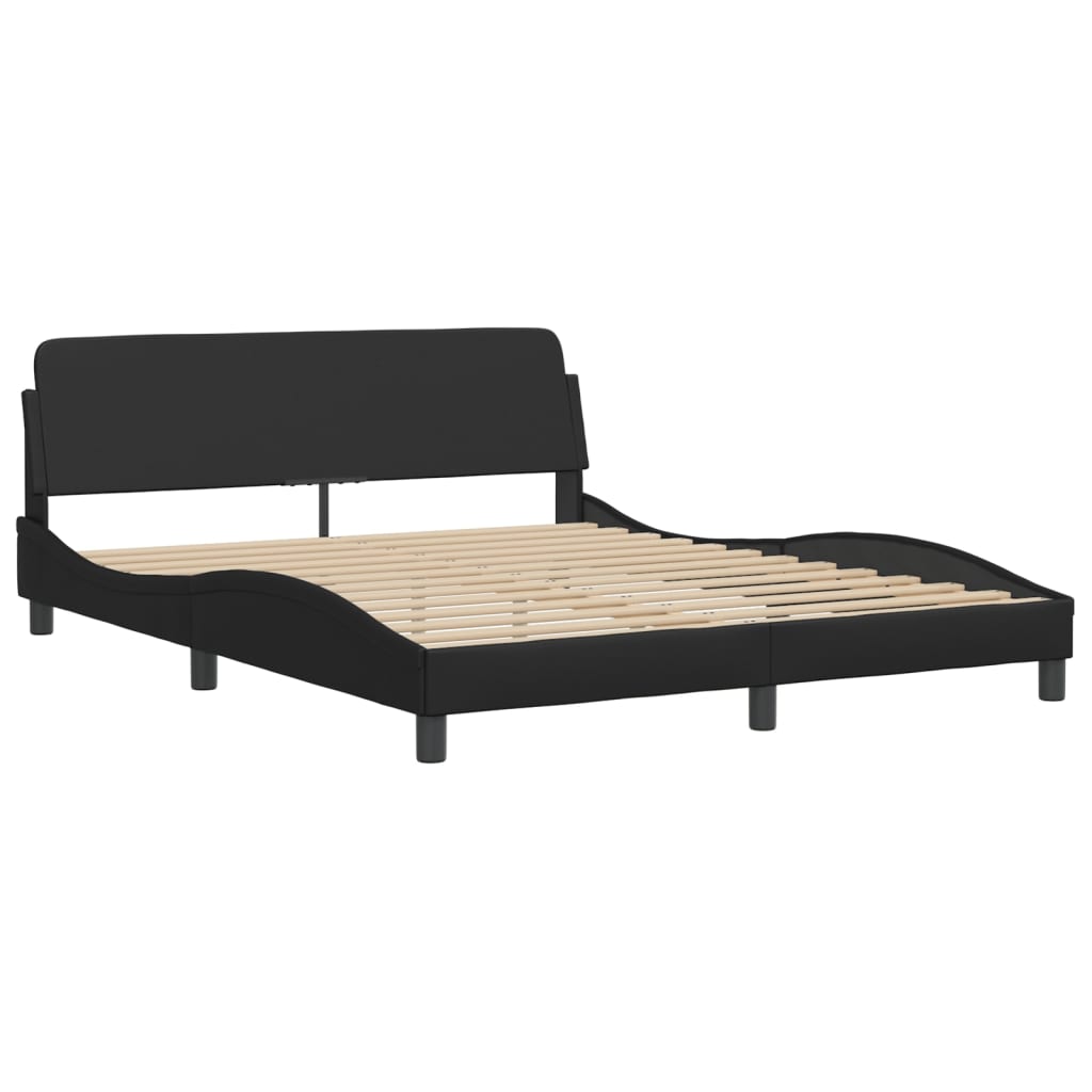 Cadre de lit avec LED sans matelas "Zadar" Noir 160x200 cm simili cuir
