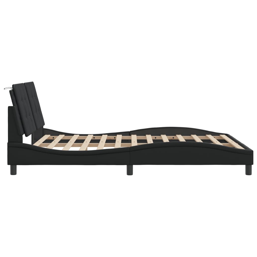 Cadre de lit avec LED sans matelas "Zadar" Noir 160x200 cm simili cuir