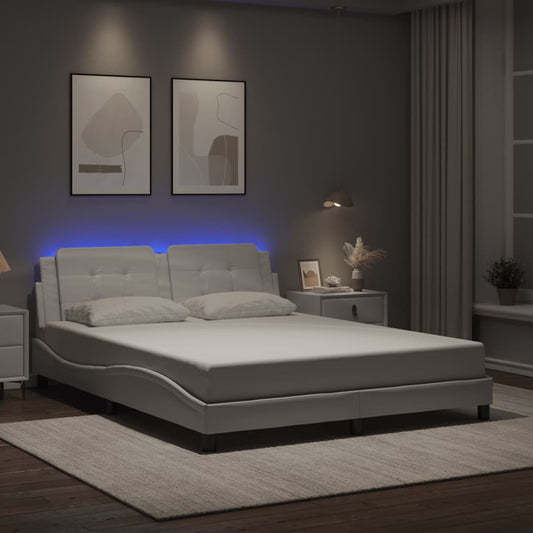 Bettgestell mit LED ohne Matratze "Zadar" Weiß 160x200 cm