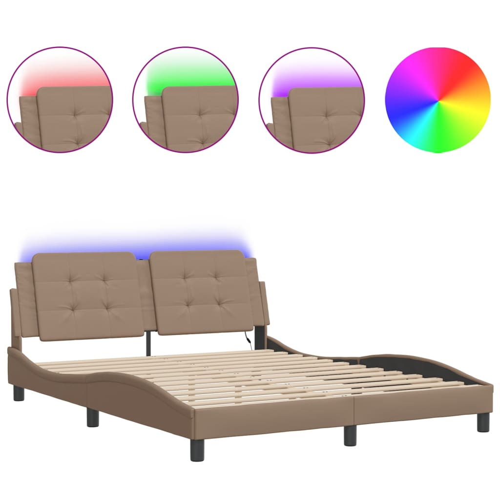 Bettgestell mit LED ohne Matratze Zadar Cappuccino 160x200cm