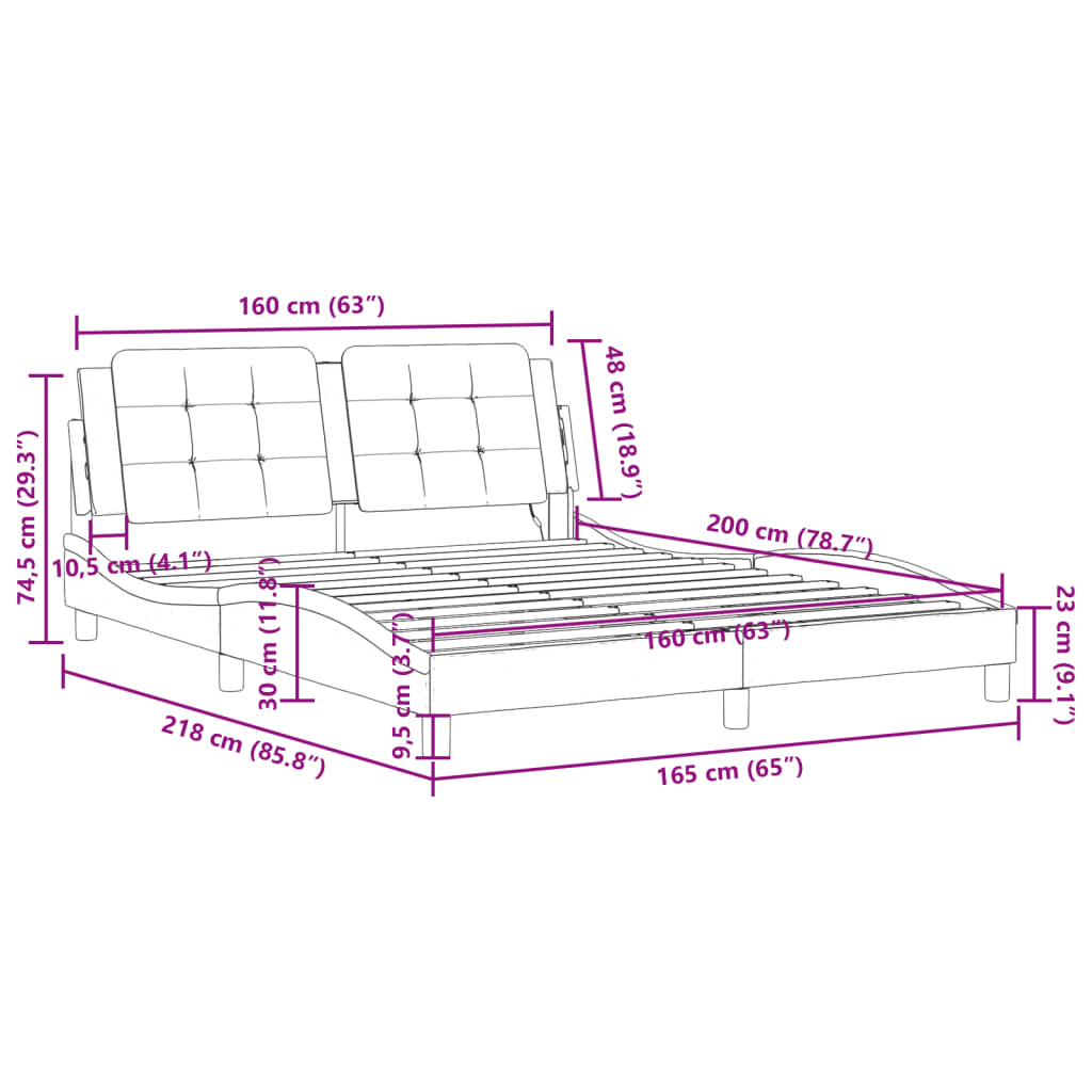 Bettgestell mit LED ohne Matratze Zadar Cappuccino 160x200cm