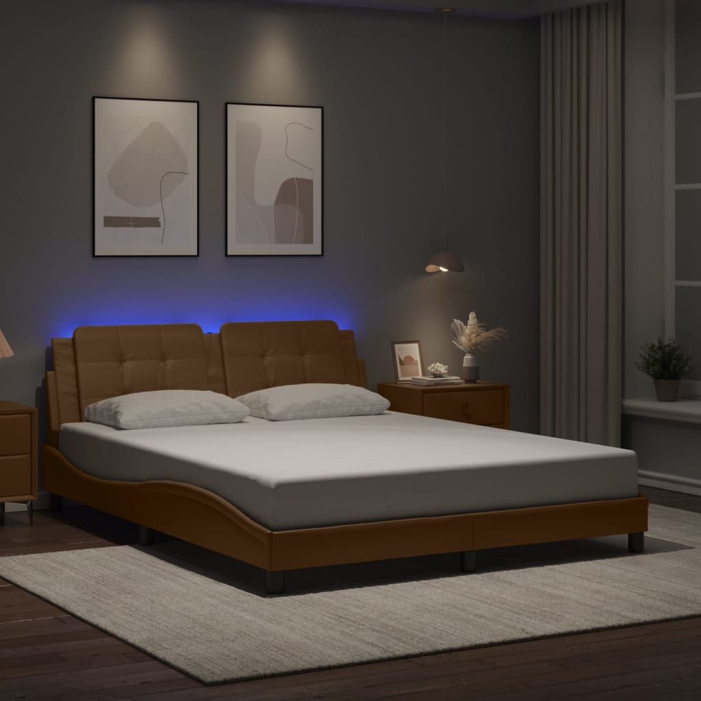 Bettgestell mit LED ohne Matratze Zadar Cappuccino 160x200cm