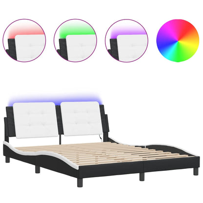 Bettgestell mit LED ohne Matratze Zadar Schwarz&Weiß 160x200cm
