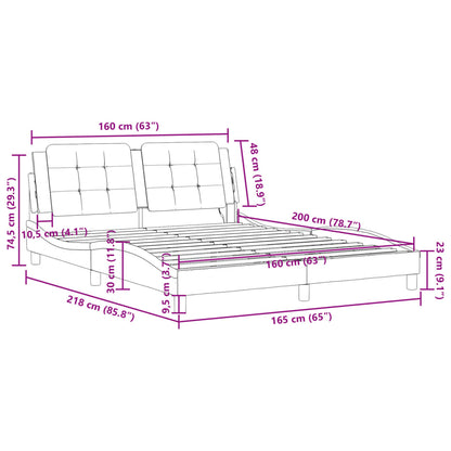 Bettgestell mit LED ohne Matratze Zadar Schwarz&Weiß 160x200cm