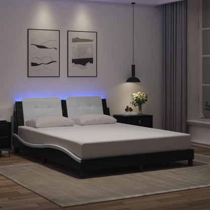 Bettgestell mit LED ohne Matratze Zadar Schwarz&Weiß 160x200cm