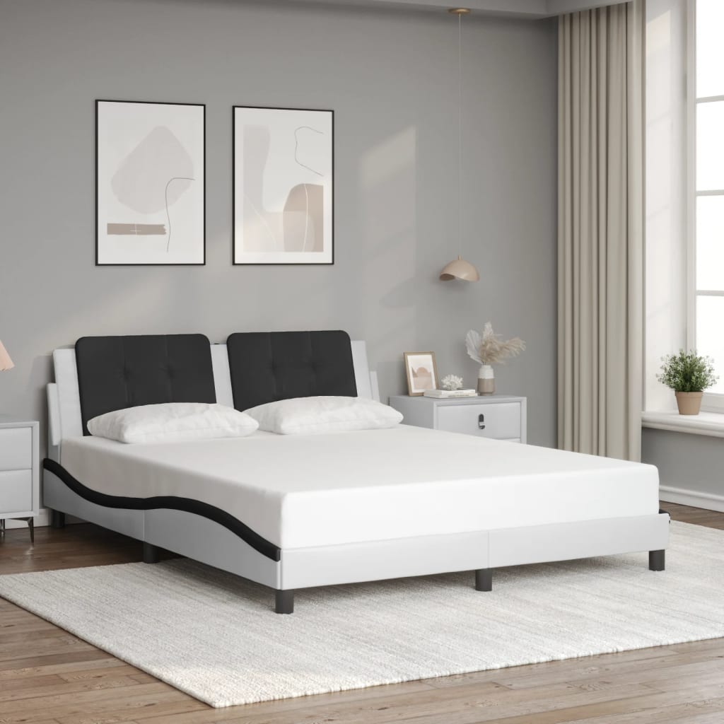 Bettgestell mit LED ohne Matratze Zadar Weiß&Schwarz 160x200cm