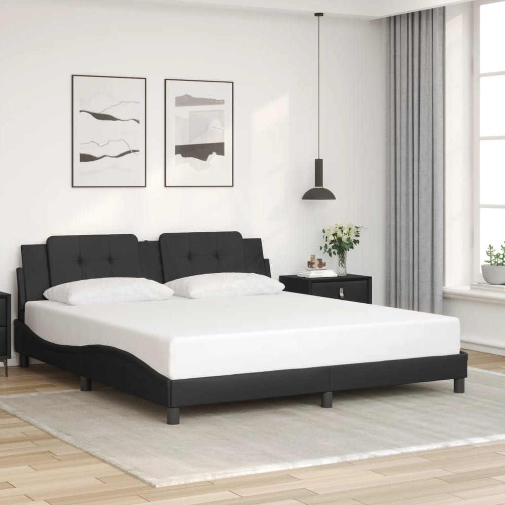 Bettgestell mit LED ohne Matratze "Zadar" Schwarz 180x200 cm