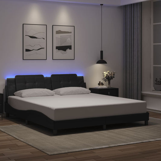 Bettgestell mit LED ohne Matratze "Zadar" Schwarz 180x200 cm