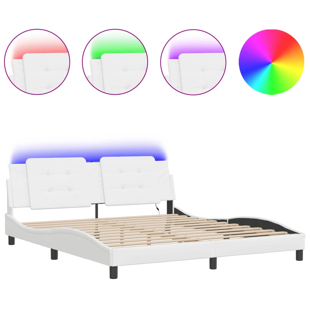 Bettgestell mit LED ohne Matratze Zadar Schwarz&Weiß 180x200cm