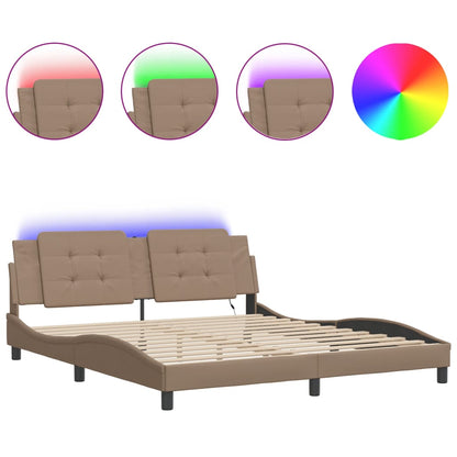 Bettgestell mit LED ohne Matratze Zadar Cappuccino 180x200cm