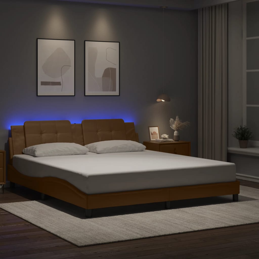 Bettgestell mit LED ohne Matratze Zadar Cappuccino 180x200cm