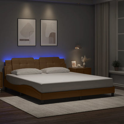 Bettgestell mit LED ohne Matratze Zadar Cappuccino 180x200cm