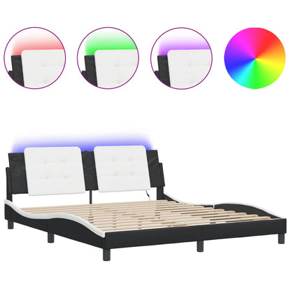 Bettgestell mit LED ohne Matratze Zadar Schwarz&Weiß 180x200cm