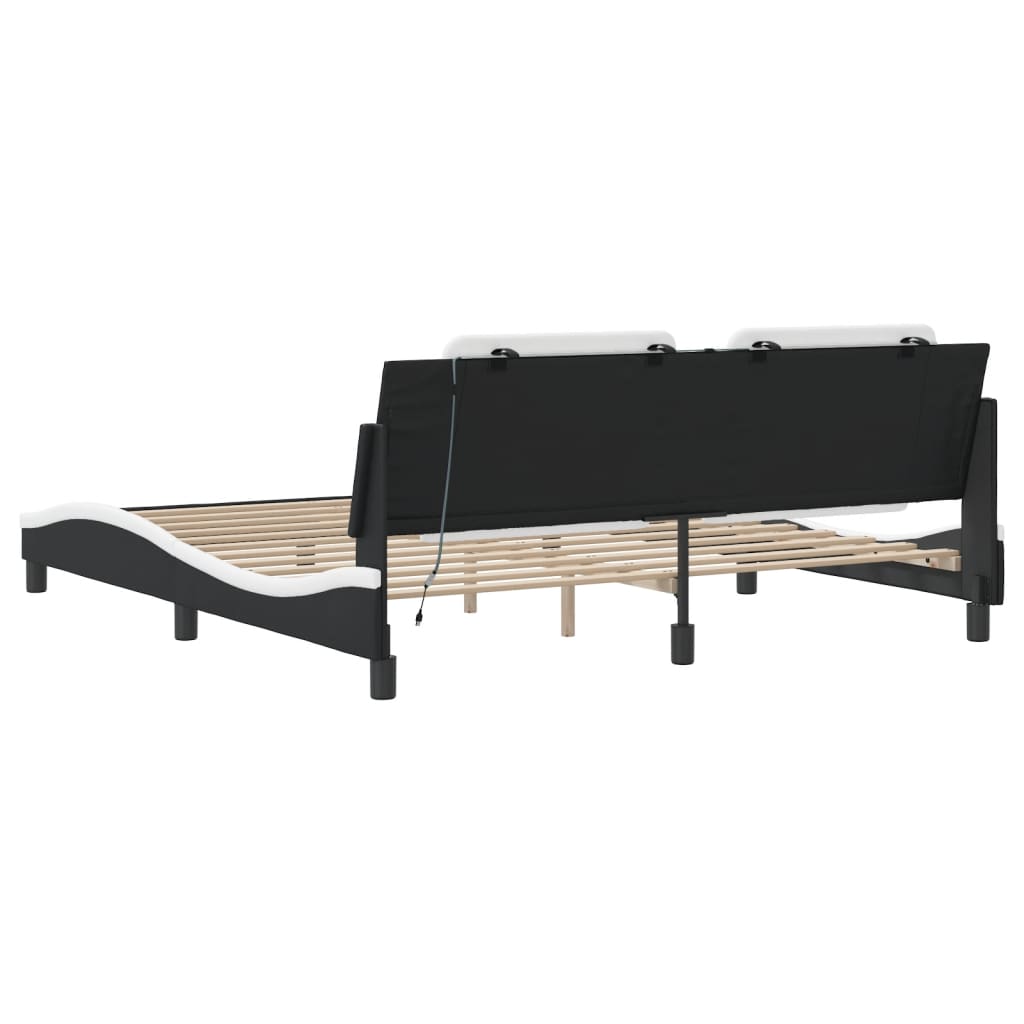 Bettgestell mit LED ohne Matratze Zadar Schwarz&Weiß 180x200cm