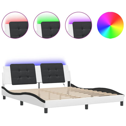 Bettgestell mit LED ohne Matratze Zadar Weiß&Schwarz 180x200cm