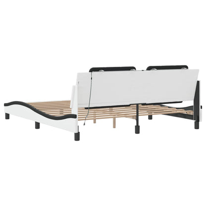 Bettgestell mit LED ohne Matratze Zadar Weiß&Schwarz 180x200cm