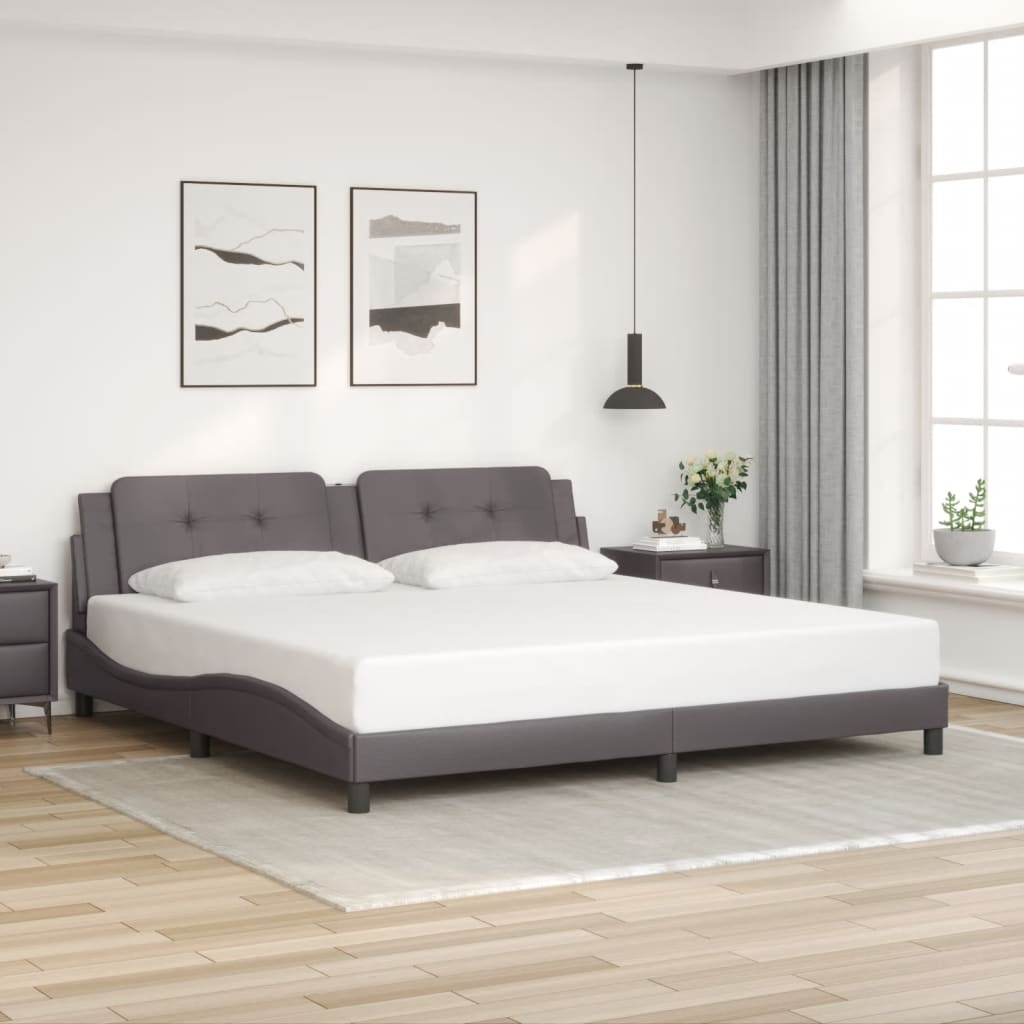 Bettgestell mit LED ohne Matratze "Zadar" Grau 200x200 cm