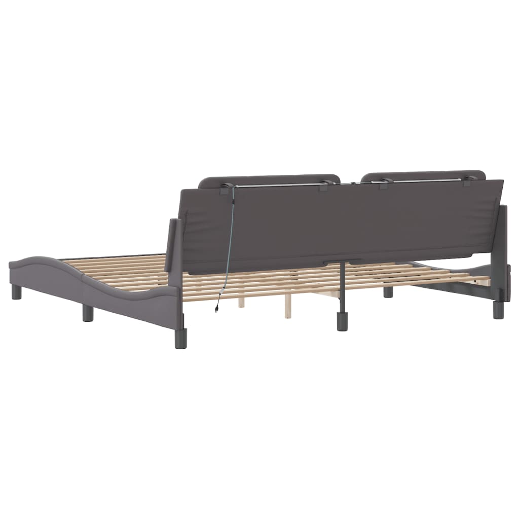 Bettgestell mit LED ohne Matratze "Zadar" Grau 200x200 cm