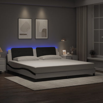 Bettgestell mit LED ohne Matratze Zadar Weiß&Schwarz 200x200cm