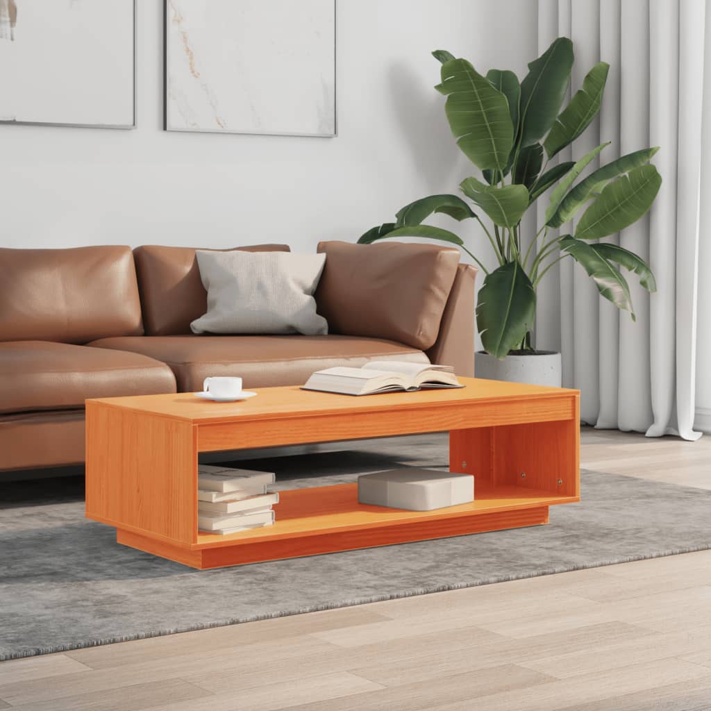 Coffee table wax brown 110x50x33.5 cm solid pine wood