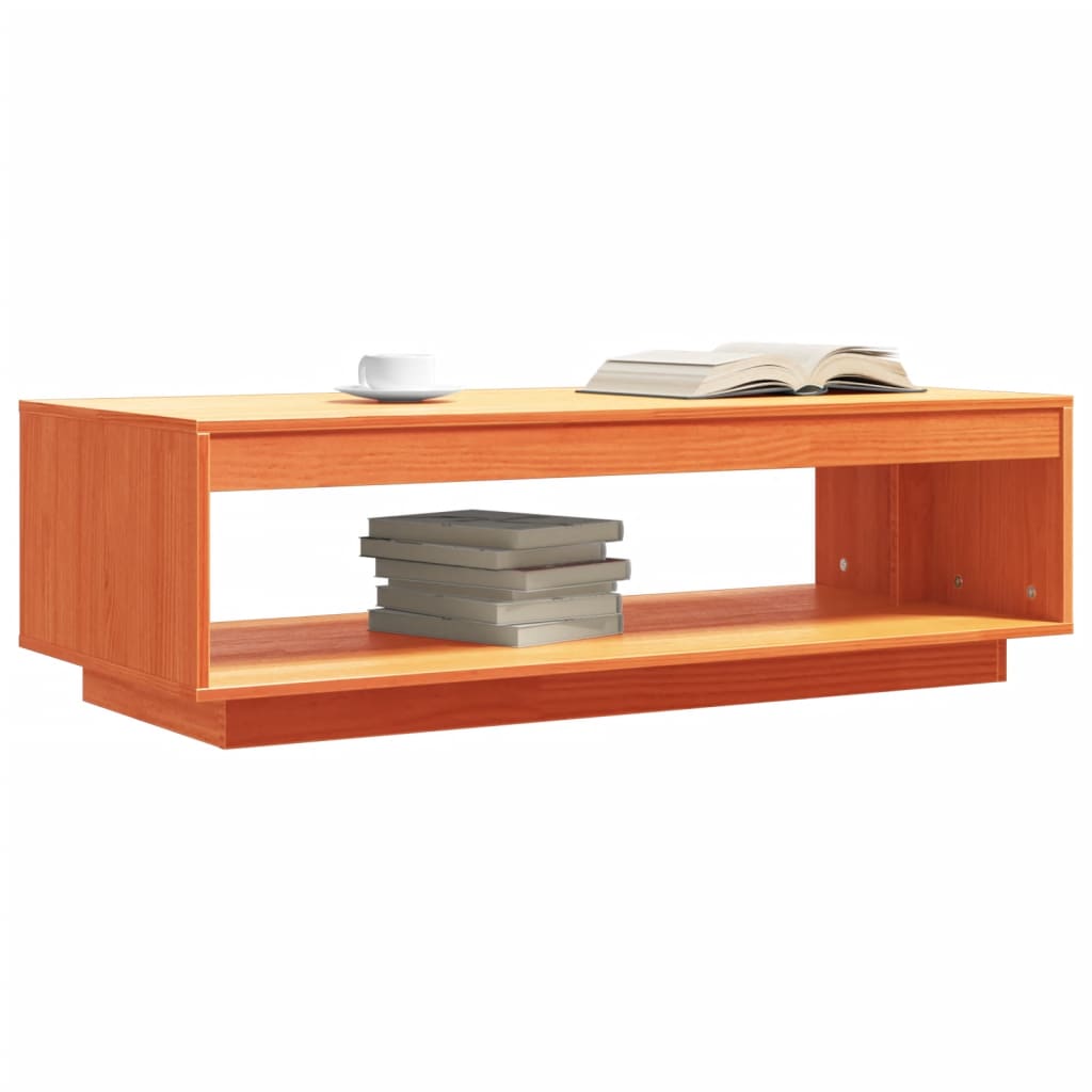 Coffee table wax brown 110x50x33.5 cm solid pine wood
