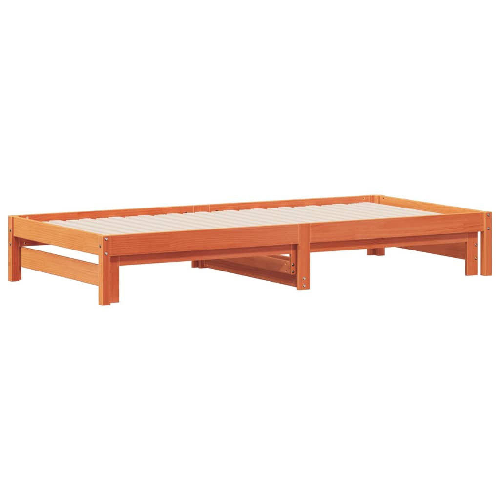 Lit de repos extensible wax marron 90x200 cm bois de pin massif