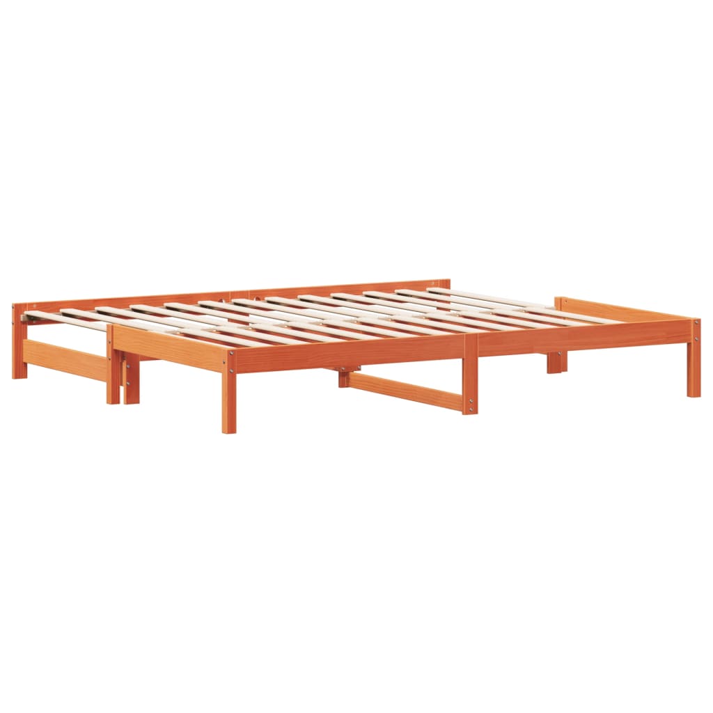 Lit de repos extensible wax marron 90x200 cm bois de pin massif