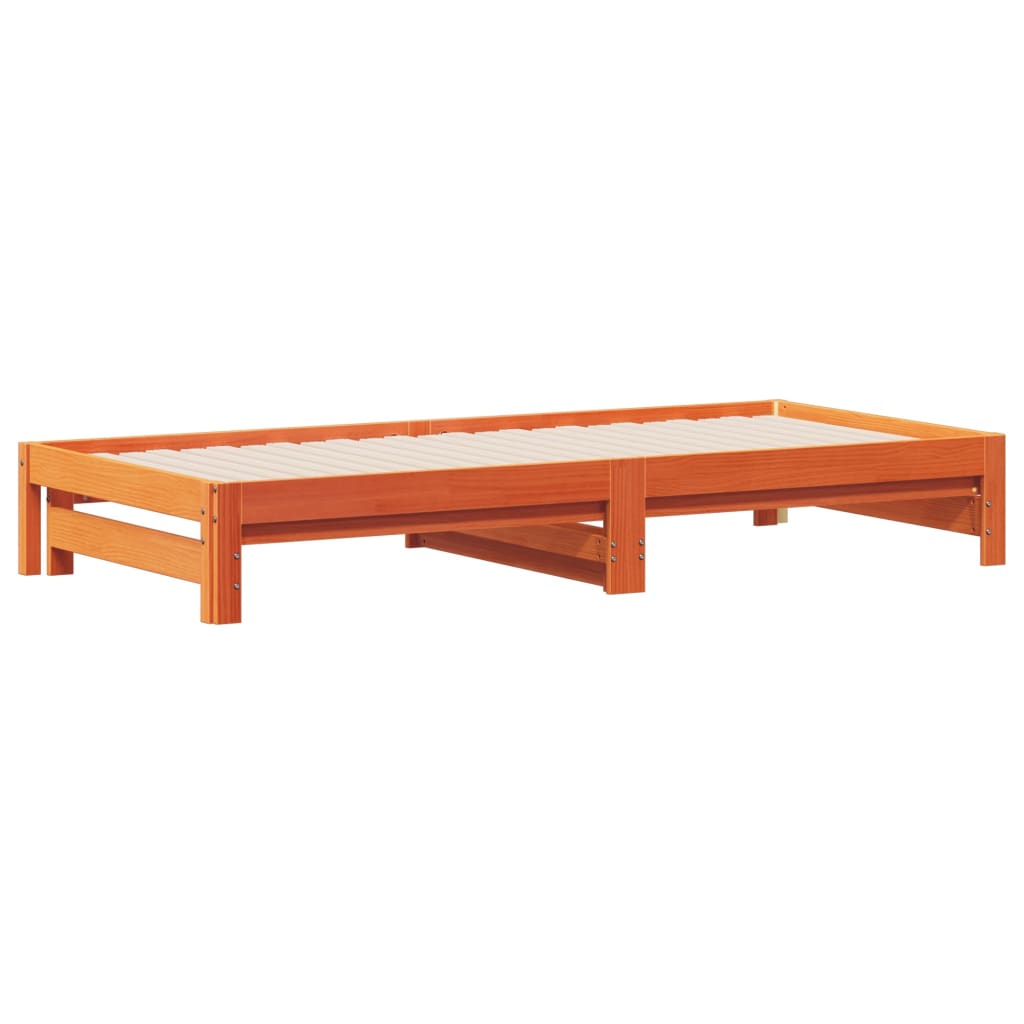 Lit de repos extensible wax marron 90x200 cm bois de pin massif