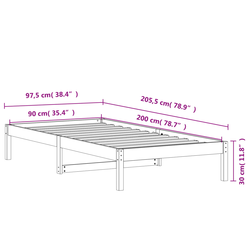 Lit de repos sans matelas ciré marron 90x200 cm bois de pin massif