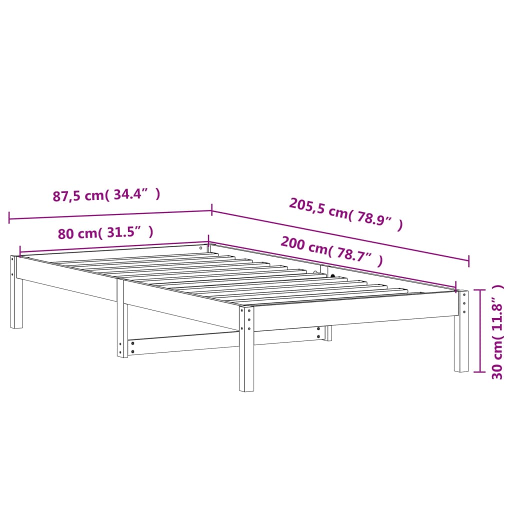 Lit de repos sans matelas ciré marron 80x200 cm bois de pin massif