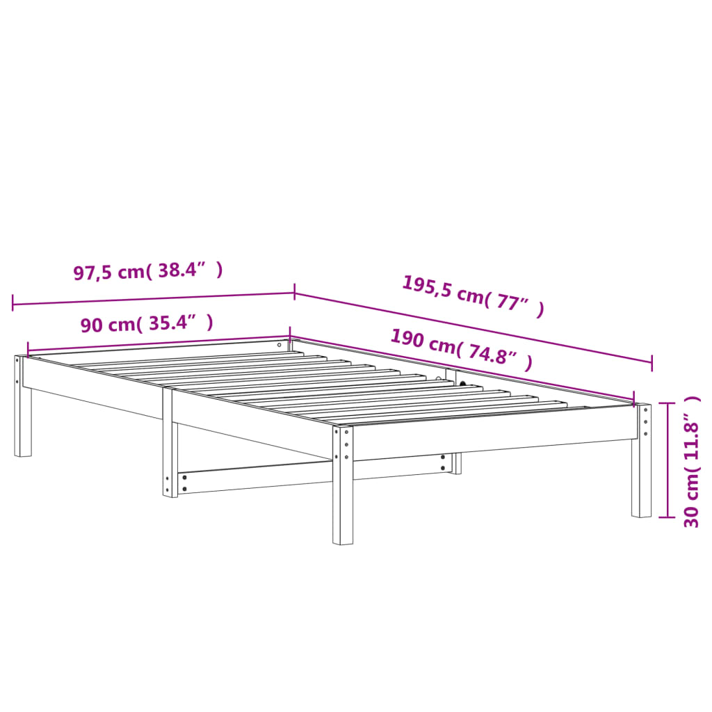 Lit de repos sans matelas ciré marron 90x190 cm bois de pin massif