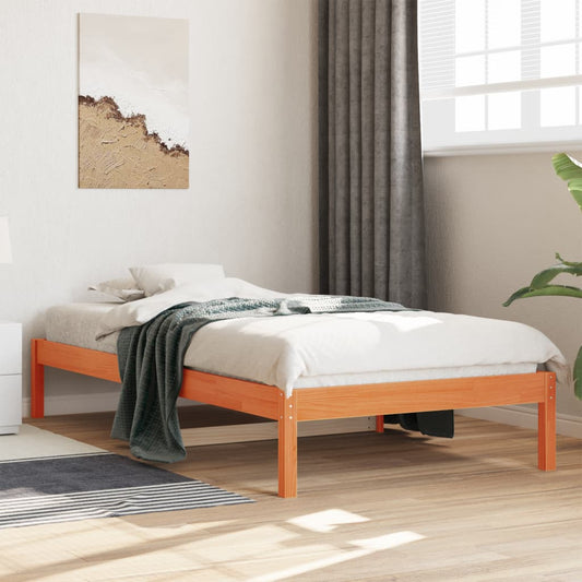 Lit de repos sans matelas ciré marron 90x190 cm bois de pin massif