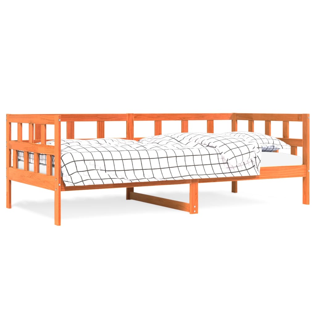 Lit de repos sans matelas ciré marron 90x200 cm bois de pin massif