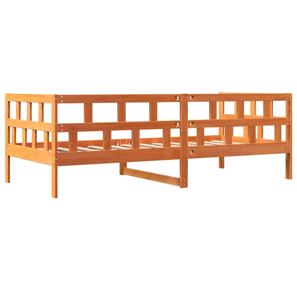 Lit de repos sans matelas ciré marron 90x200 cm bois de pin massif