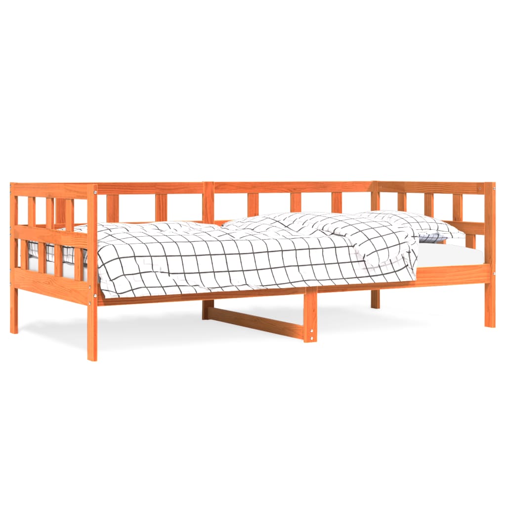 Lit de repos sans matelas ciré marron 90x190 cm bois de pin massif