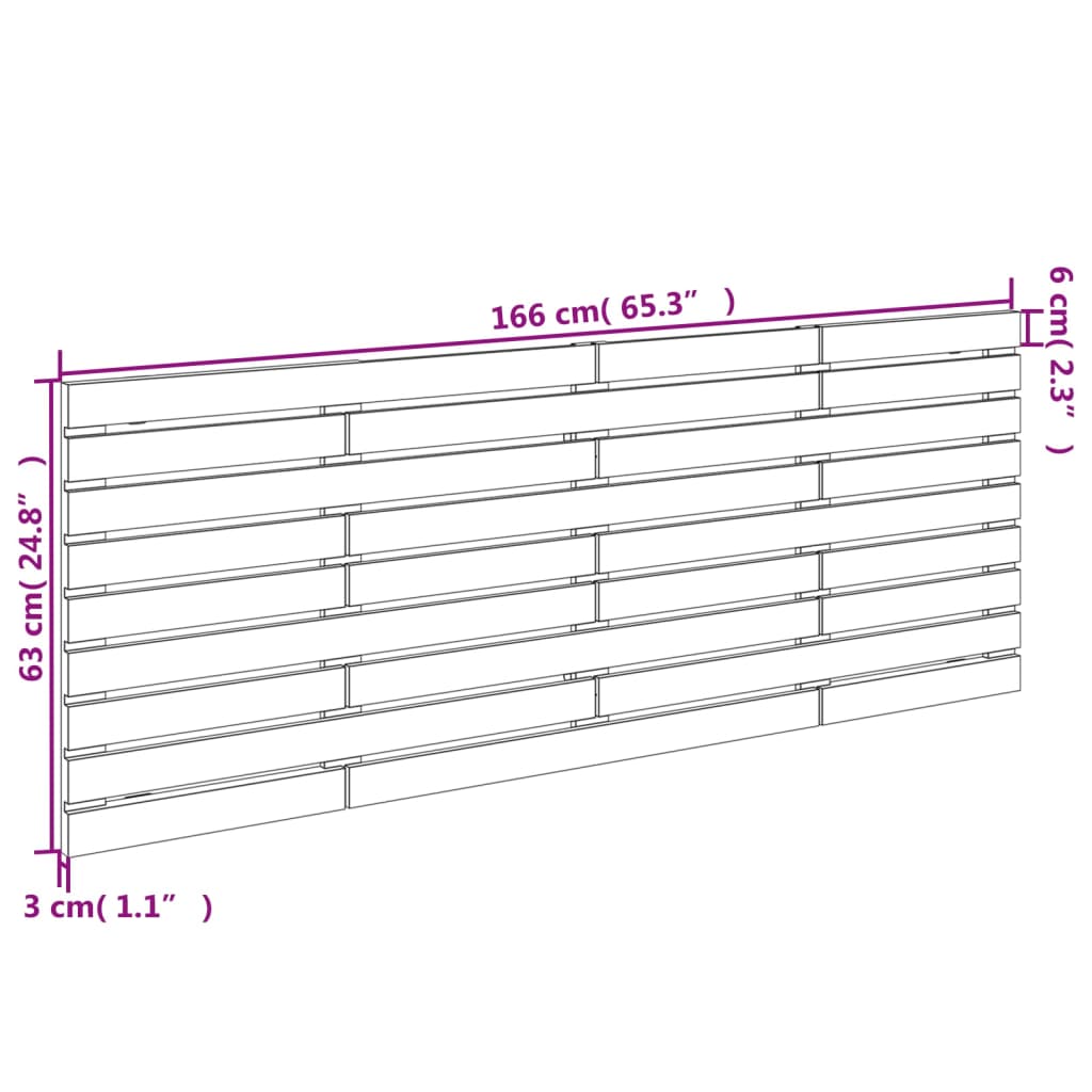 Tête de lit murale 166x3x63 cm en pin massif