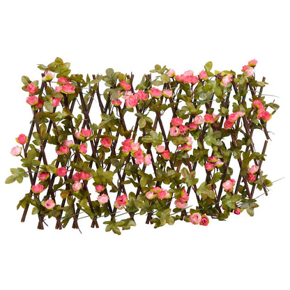 Rankgitter mit Künstlichem Efeu Erweiterbar Dunkelrosa 180x30cm