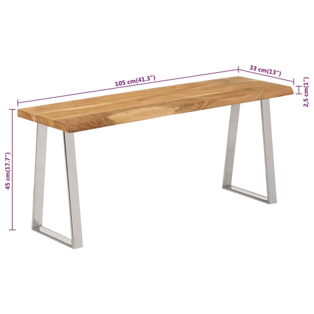 Bank Baumkante 105 cm Massivholz Akazie